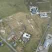 Oblique aerial view of the ROC observation post and remains of the military camp at Tiree Airport, looking NNE.