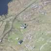 Oblique aerial view of the radar station on Beinn Ghott on the Isle of Tiree, looking W.