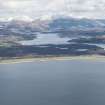 General oblique aerial view of Oban Airport with Loch Etive and Ben Cruachan beyond, looking E.