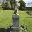 Walled garden, view of statue