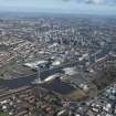 General oblique aerial view of Glasgow centred on the River Clyde and Science Park, looking NE.
