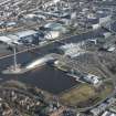 Oblique aerial view of Glasgow Science Park, Tower and Prince's Dock, looking NE.