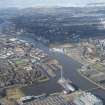 General oblique aerial view of Glasgow centred on the River Clyde and Meadowside Quay, looking NW.