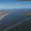General oblique aerial view of the River Tay centred on the Tay Road Bridge, looking NE.
