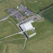 Oblique aerial view of the Culloden Information Centre, looking ESE.
