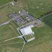 Oblique aerial view of the Culloden Information Centre, looking E.