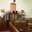Durisdeer Parish Church. View of pulpit from South West..