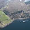 Oblique aerial view of Aultbea oil fuel depot and pier, looking SE.