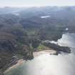 General oblique aerial view centred on Gairloch golf course with Loch Maree beyond, looking SE.