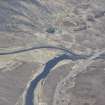 Oblique aerial view of the field system and weir at Lub na Bruaich, looking NNE.