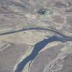 Oblique aerial view of the field system and weir at Lub na Bruaich, looking NNE.