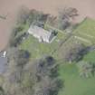 Oblique aerial view of Stair Parish Church, looking NW.