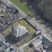 Oblique aerial view of Loudoun Old Parish Church and Newmilns Churchyard, looking ESE.