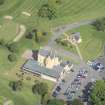 Oblique aerial view of Pitfirrane Castle, looking NNW.
