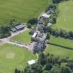 Oblique aerial view of Clifton Hall, stables and dovecot, looking SE.