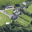 Oblique aerial view of Clifton Hall, stables and dovecot, looking ESE.