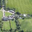 Oblique aerial view of Clifton Hall, stables and dovecot, looking ENE.