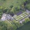 Oblique aerial view of Carlowrie Country House, walled garden, main stable block and Westfield Steading, looking S.