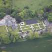 Oblique aerial view of Carlowrie Country House, walled garden, main stable block and Westfield Steading, looking SSE.