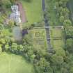 Oblique aerial view of Gogar Bank House and walled garden, looking ENE.