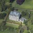 Oblique aerial view of Mortonhall House and terraced garden, looking NW.