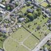 Oblique aerial view of Liberton Parish Church and Liberton Cemetery, looking ESE.