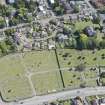 Oblique aerial view of Liberton Parish Church and Liberton Cemetery, looking ENE.