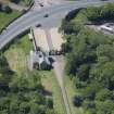 Oblique aerial view of Dalkeith House Lodge and King's Gate, looking WSW.