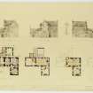 Shaded elevations and floor plans, Cromey Castle, Banffshire