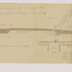 Excavation drawing showing section exposed with cutting made for laying down water pipes at Camelon Roman fort.