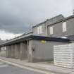 Royal Cornhill Hospital. South block. View of garage block from South.