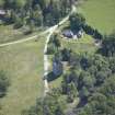 Oblique aerial view of Invermark Castle, looking E.