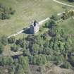 Oblique aerial view of Invermark Castle, looking NE.