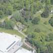 Oblique aerial view of Aberlour House West Lodge, looking N.