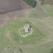 Oblique aerial view of Auchindoun Castle, looking NNW.