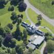Oblique aerial view of the Strathleven House and dovecot, looking SE.