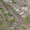 Oblique aerial view of Dumbarton Central Station, looking NW.