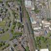 Oblique aerial view of Dumbarton Central Station, looking WNW.