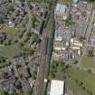 Oblique aerial view of Dumbarton Central Station, looking W.