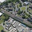 Oblique aerial view of Dumbarton Central Station, looking SSE.