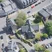 Oblique aerial view of Kirkintilloch Old Church and Town Steeple, looking E.