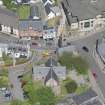Oblique aerial view of Kirkintilloch Old Church and Town Steeple, looking NNW.