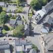 Oblique aerial view of Kirkintilloch Old Church and Town Steeple, looking S.
