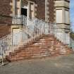 Detail of main entrance staircase including metalwork.