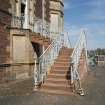 Detail of main entrance staircase including metalwork.