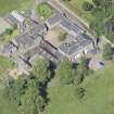 Oblique aerial view of the stables and coach house, Newliston House, looking WNW.