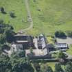 Oblique aerial view of the stables and coach house, Newliston House, looking SSE.