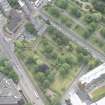 Oblique aerial view of Bristo Baptist Church, Dean Parish Church, Dean House and Dean Cemetery Extension, looking ESE.