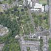 Oblique aerial view of Bristo Baptist Church, Dean Parish Church, Dean House and Dean Cemetery Extension, looking W.