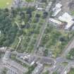 Oblique aerial view of Bristo Baptist Church, Dean Parish Church, Dean House and Dean Cemetery Extension, looking WSW.